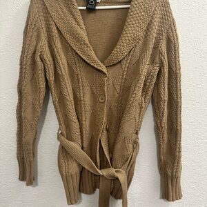 PRICE DROP ❤️Always Tan Cardigan Sweater with Cable Knit and Waist Tie